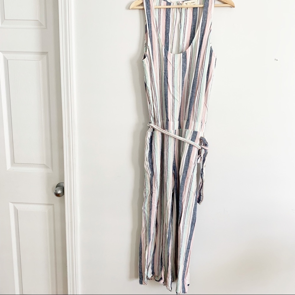 Cloth & Stone by Anthropologie Cropped Multicolor Striped Jumpsuit Size L